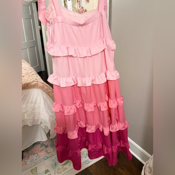 Pink Layered Ruffle Maxi Dress - Picture 5 of 7